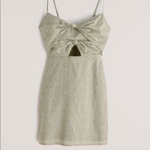 Abercrombie dress GREEN floral mini summer w POCKETS and double tie knot cutout